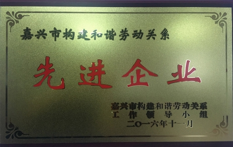 公司喜獲“嘉興市和諧勞動關(guān)系先進(jìn)企業(yè)”榮譽(yù)